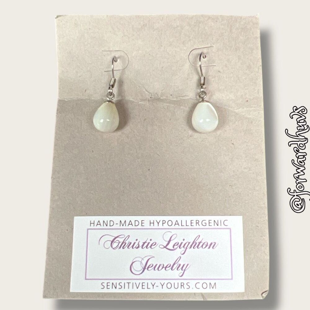 Hand-Made Mother of Pearl Teardrop Earrings
